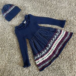 Tahari 3T fair isle sweater dress & matching beanie